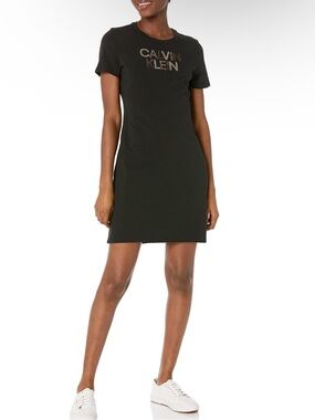 Calvin Klein Black Logo T-Shirt Dress NWT Size Medium